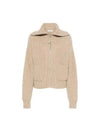 Trucker Collar Zip-Up Cardigan Natural Beige - LEMAIRE - BALAAN 2