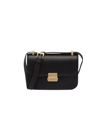 Logo Metal Buckle Shoulder Bag Black - MIU MIU - BALAAN 1