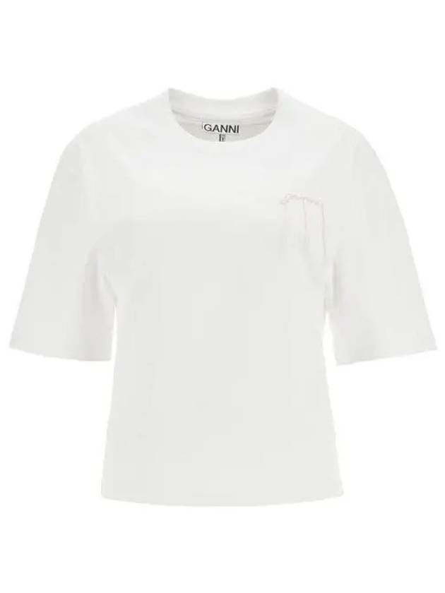 Heavy Cotton Short Sleeve T-Shirt White - GANNI - BALAAN 2