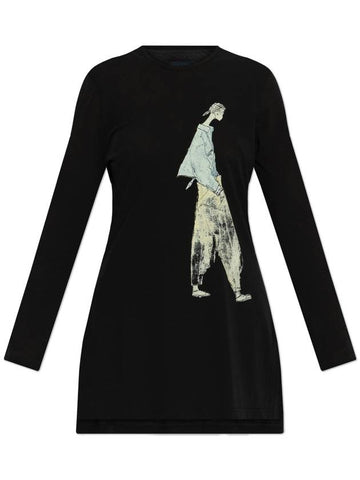 Yohji Yamamoto Printed Top, Women's, Black - YOHJI YAMAMOTO - BALAAN 1