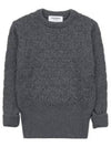 Merino Crisscross Cable Stitch Crewneck Knit Top Grey - THOM BROWNE - BALAAN 2