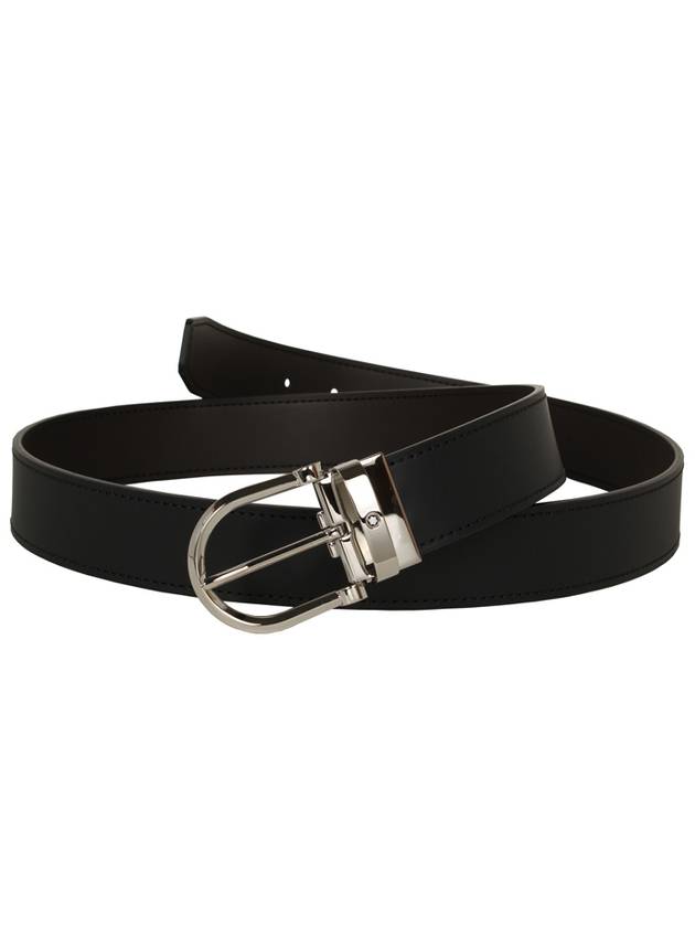 Horseshoe Buckle Reversible Leather Belt Black Brown - MONTBLANC - BALAAN 5