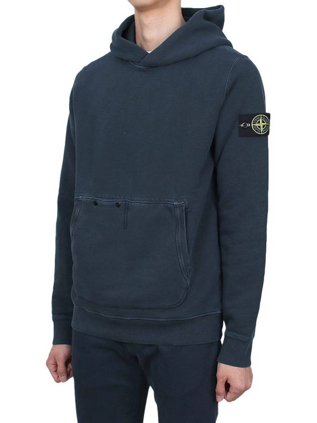 Old Effect Cotton Diagonal Fleece Hoodie Navy - STONE ISLAND - BALAAN 4