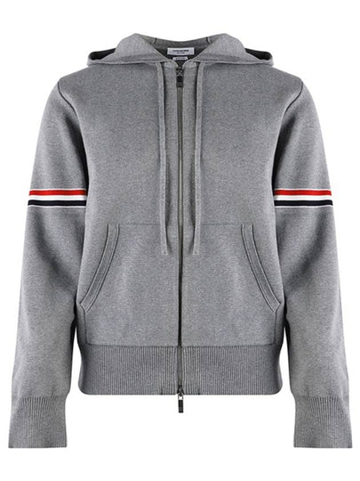 Cotton Milano Armband Zip Up Hoodie Light Grey - THOM BROWNE - BALAAN 2