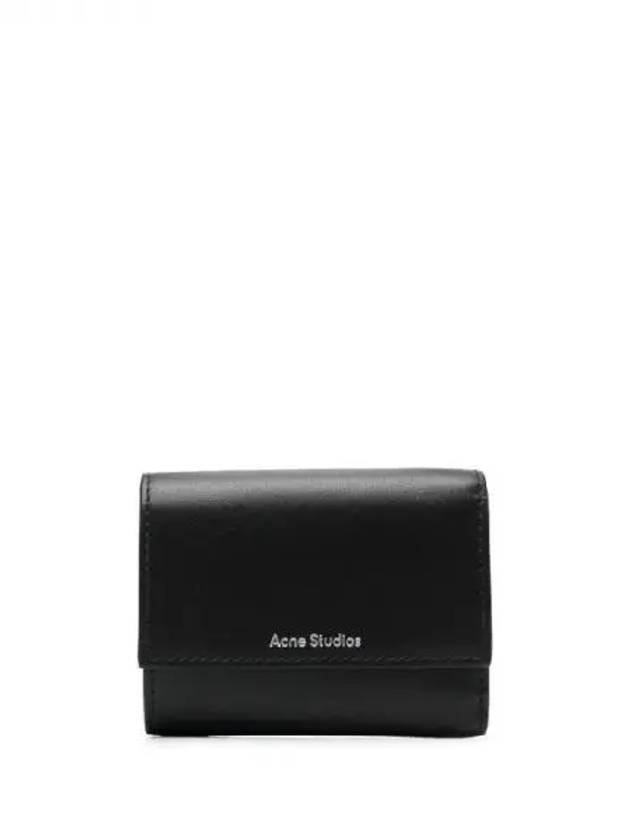 Logo Tri-Fold Leather Half Wallet Black - ACNE STUDIOS - BALAAN 2