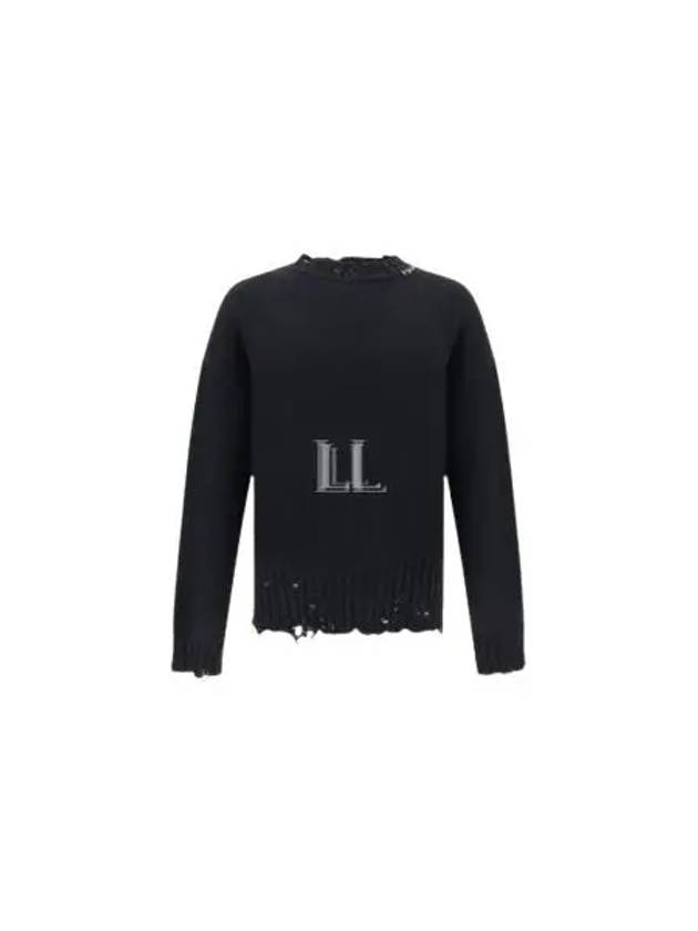 Embroided Logo Distressed Knit Top Black - MARNI - BALAAN 2