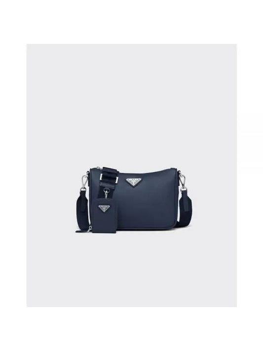 Saffiano Leather Shoulder Bag Baltic Blue - PRADA - BALAAN 1