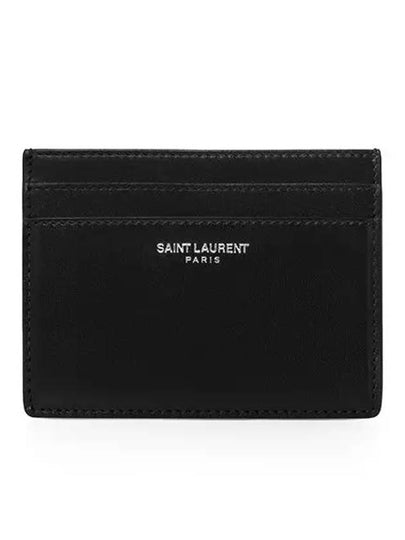 Smooth Leather Classic Logo Card Wallet Black - SAINT LAURENT - BALAAN 2