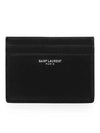 Smooth Leather Classic Logo Card Wallet Black - SAINT LAURENT - BALAAN 2