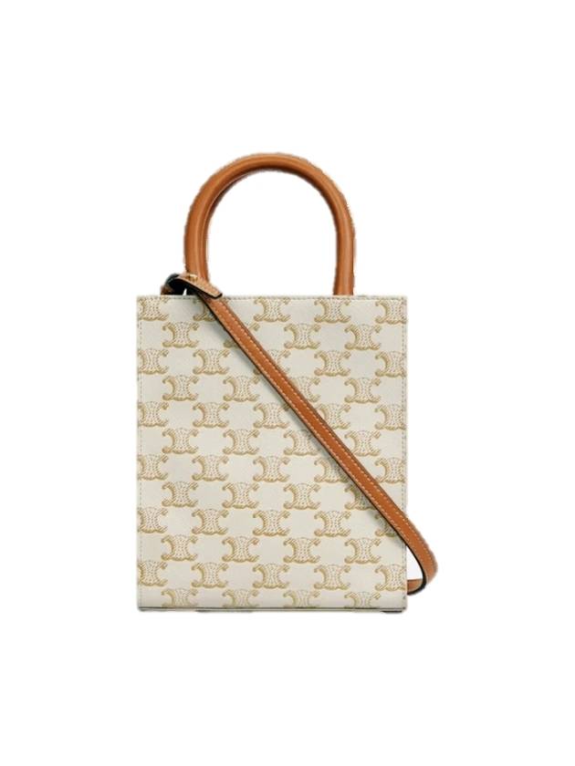 Triomphe Vertical Cavas Small Tote Bag White - CELINE - BALAAN 3