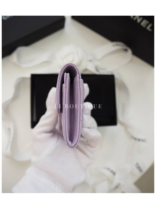 24 Classic Snap Flap Card Wallet Caviar Purple AP0214 - CHANEL - BALAAN 6