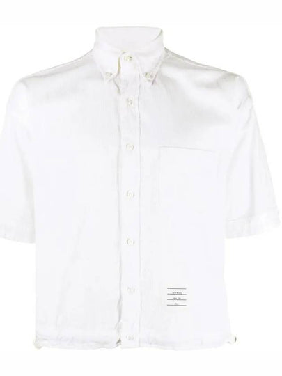 Tom Brown Logo Patch Chest Pocket Short Sleeve Shirt White - THOM BROWNE - BALAAN 2