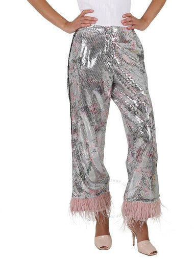 In The Mood For Love Feather-trimmed Springfield Sequin Pants, Size X-Small - IN THE MOOD FOR LOVE - BALAAN 1