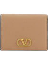 Compact V Logo Signature Calfskin Half Wallet Beige - VALENTINO - BALAAN 2