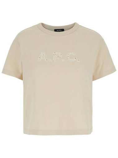 'Annie' Beige T-Shirt With Logo Print On The Front In Cotton Woman - A.P.C. - BALAAN 1