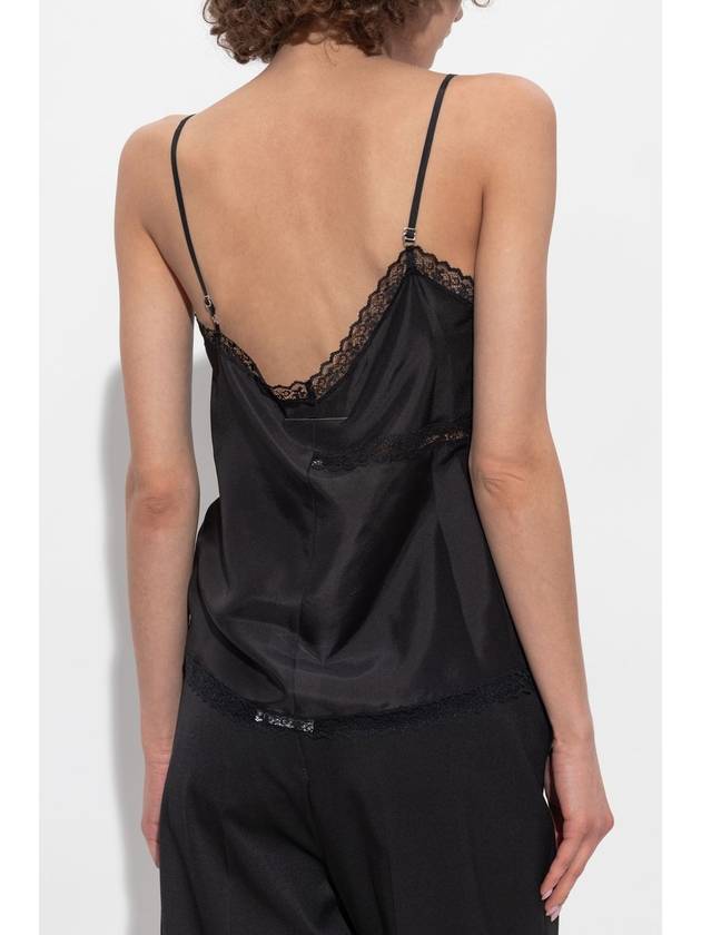 MM6 Maison Margiela Silk Camisole Top, Women's, Black - MAISON MARGIELA - BALAAN 4