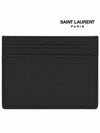 Embossed Leather Card Wallet Black - SAINT LAURENT - BALAAN 4