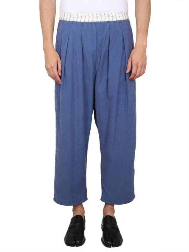 Loose Fit Cotton Crop Pants Blue - MAISON MARGIELA - BALAAN 6