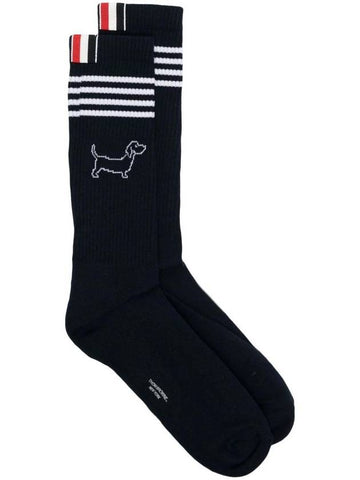 Intarsia Knit Ankle Socks Navy - THOM BROWNE - BALAAN 1