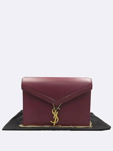 532750 Burgundy leather Cassandra chain cross bag - SAINT LAURENT - BALAAN 1