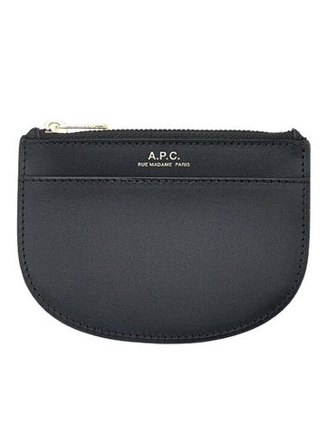 Logo Demi Lune Zipper Card Wallet Black - A.P.C. - BALAAN 1