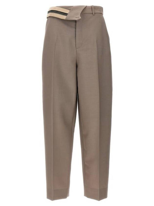 Mohair Wool Carrot Fit Straight Pants Grey - FENDI - BALAAN 1
