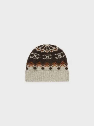 Triomphe Beanie Fair Isle Wool 2AD9U874P 08GR - CELINE - BALAAN 1