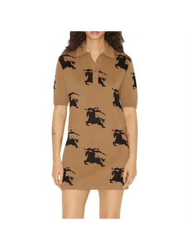 Women's EKD Print Jacquard Polo Short Dress Brown - BURBERRY - BALAAN 1