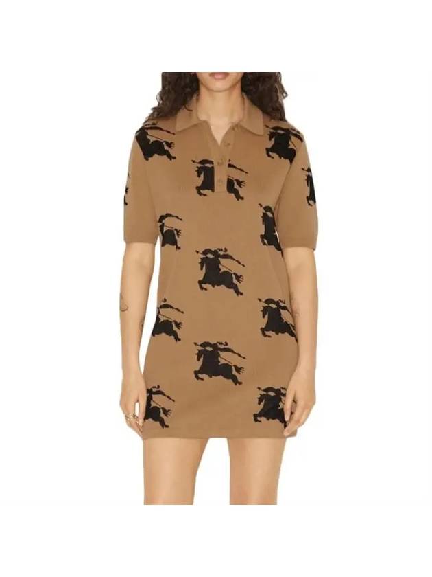 Women's EKD Print Jacquard Polo Short Dress Brown - BURBERRY - BALAAN 2