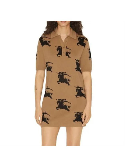 WoMen's EKD Print Jacquard Polo Short Dress Brown - BURBERRY - BALAAN 2