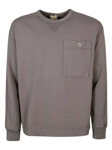 Men s Pocket Crew Neck Cotton Sweatshirt Grey - TEN C - BALAAN 1