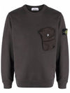 60419 Brushed Cotton Fleece Crew Neck Sweatshirt Dark Gray - STONE ISLAND - BALAAN.