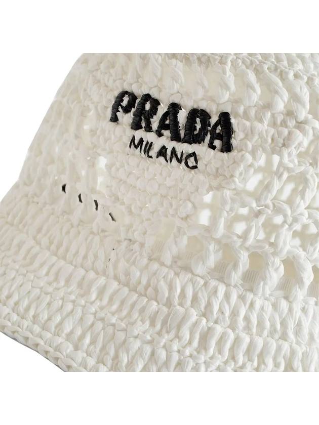 Logo Detail Bucket Hat White - PRADA - BALAAN 5