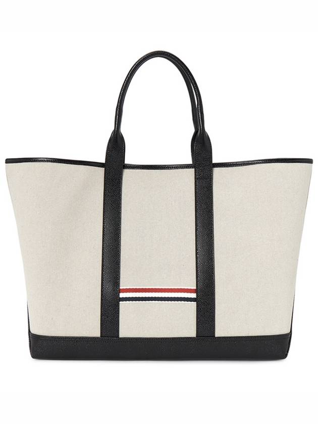 RWB Striped Medium Tote Bag Natural - THOM BROWNE - BALAAN 2