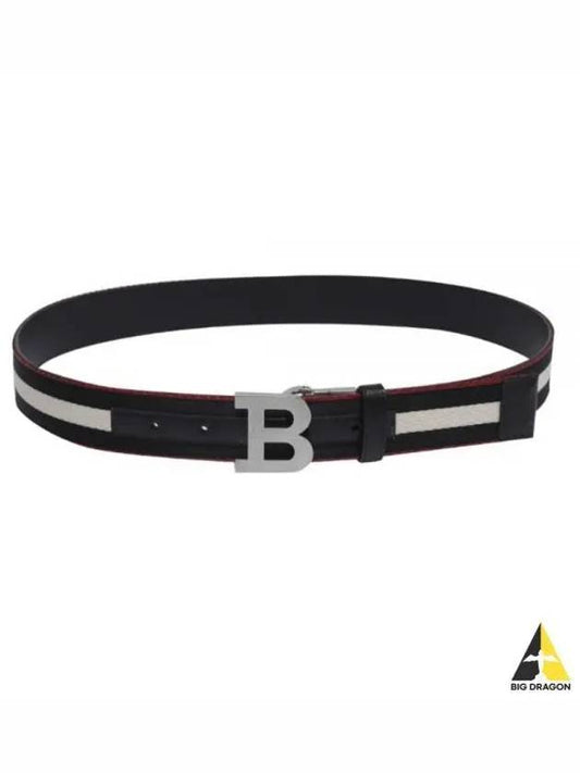 B Buckle Fabric Belt Black Multi BBUCKLE35MT - BALLY - BALAAN 1