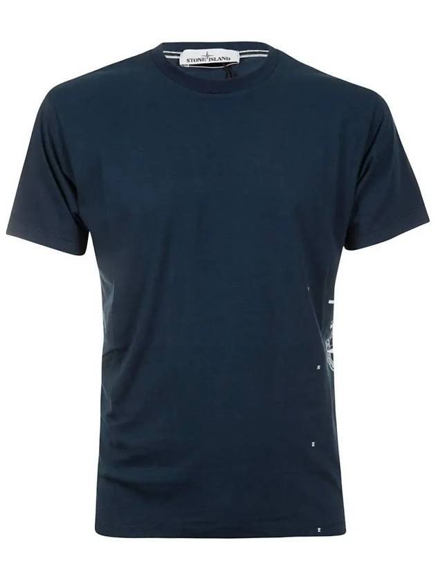 Men's Side Graphic Print Short Sleeve T-Shirt Navy - STONE ISLAND - BALAAN 1