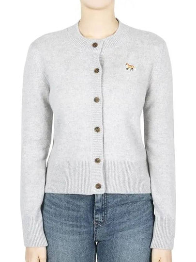 Baby Fox Patch Wool Cardigan Grey - MAISON KITSUNE - BALAAN 2