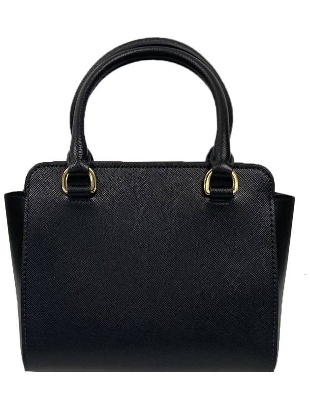 Triangle Logo Saffiano Leather Mini Tote Bag Black - PRADA - BALAAN 4