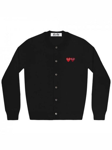 Double Heart Wappen Cardigan Black - COMME DES GARCONS PLAY - BALAAN 1