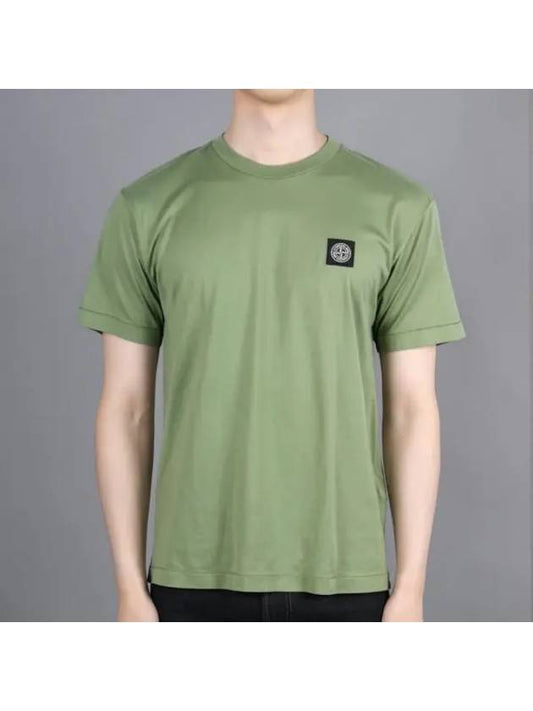 Logo Patch Cotton Short Sleeve T-Shirt Sage Green - STONE ISLAND - BALAAN 2