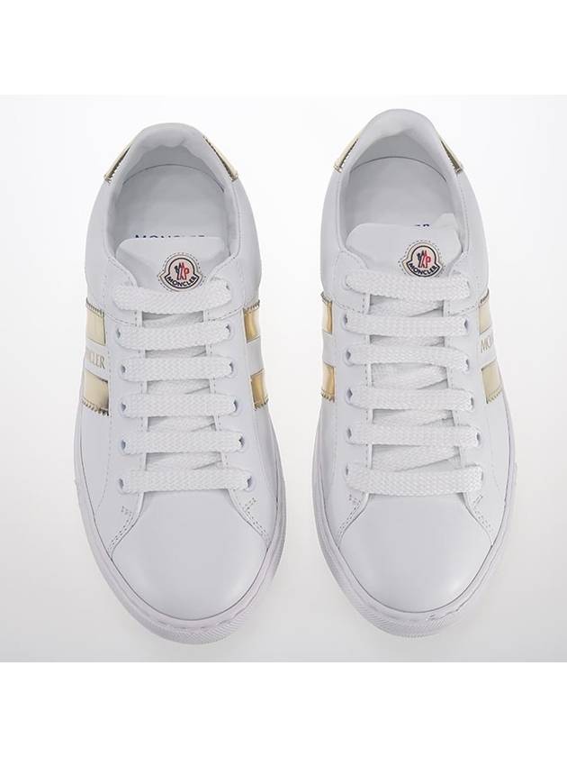 Triple Logo Leather Low Top Sneakers White - MONCLER - BALAAN 3