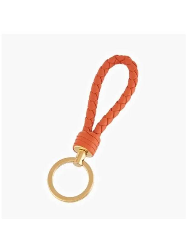 Intrecciato Leather Key Holder Orange - BOTTEGA VENETA - BALAAN 5