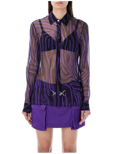 Shirt 23P10082281A07273 5BA60 ZEBRA VIOLET - VERSACE - BALAAN 1