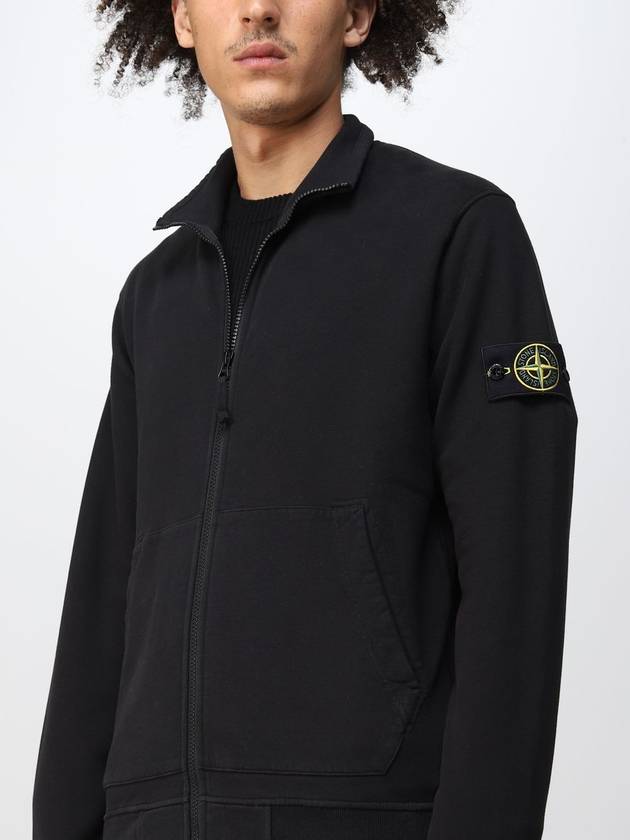 Logo Pacth Stretch Cotton Zip-up Cardigan Navy - STONE ISLAND - BALAAN 4