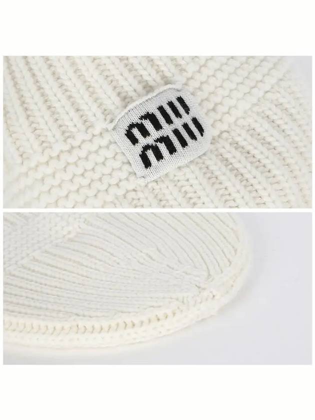 Cashmere Wool Beanie White - MIU MIU - BALAAN 4