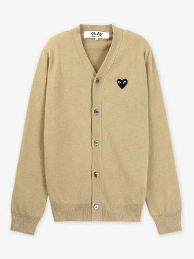 COMME DES GARCONS PLAY Black Heart Wappen Logo Cardigan Beige AZN0240513 - COMME DES GARCONS PLAY - BALAAN 1