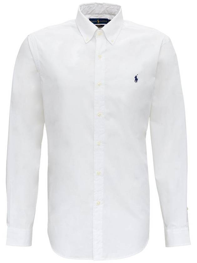 Embroidered Logo Pony Long Sleeve Shirt White - POLO RALPH LAUREN - BALAAN 1