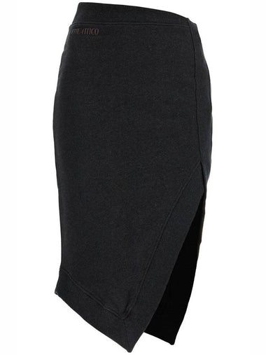 high-waisted asymmetrical midi skirt in faded black cotton - THE ATTICO - BALAAN 1