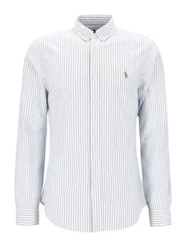 Embroidered Pony Logo Striped Long Sleeve Shirt White Light Blue - POLO RALPH LAUREN - BALAAN 2