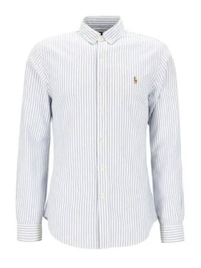 Embroidered Pony Logo Striped Long Sleeve Shirt White Light Blue - POLO RALPH LAUREN - BALAAN 2